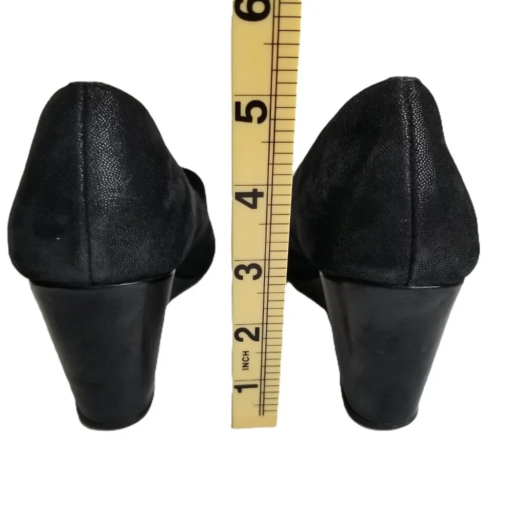 Taryn Rose Kimber Black Suede Wedge Pumps 7M Comfort Designer